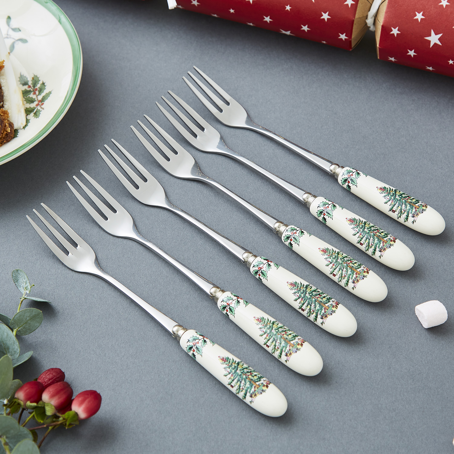 Christmas Tree Set of 6 Pastry Forks image number null